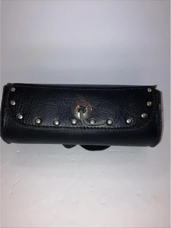 VTG All American Rider Black Leather Motorcycle Tool Roll Fork Bag Saddlebag USA - Picture 1 of 9